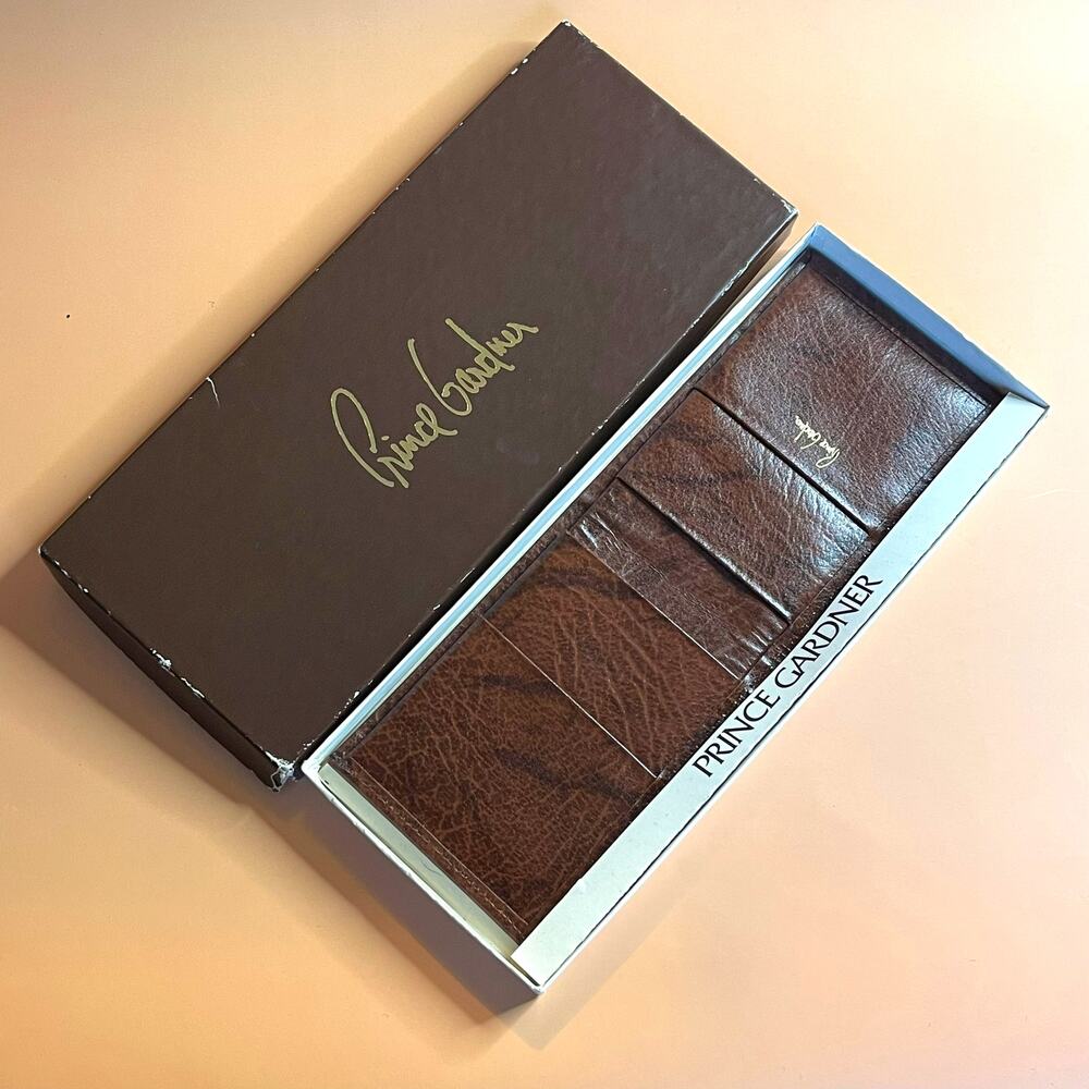 VTG Prince Gardner Leather Pocket Secretary Wallet Brown NOS Box Key Holders